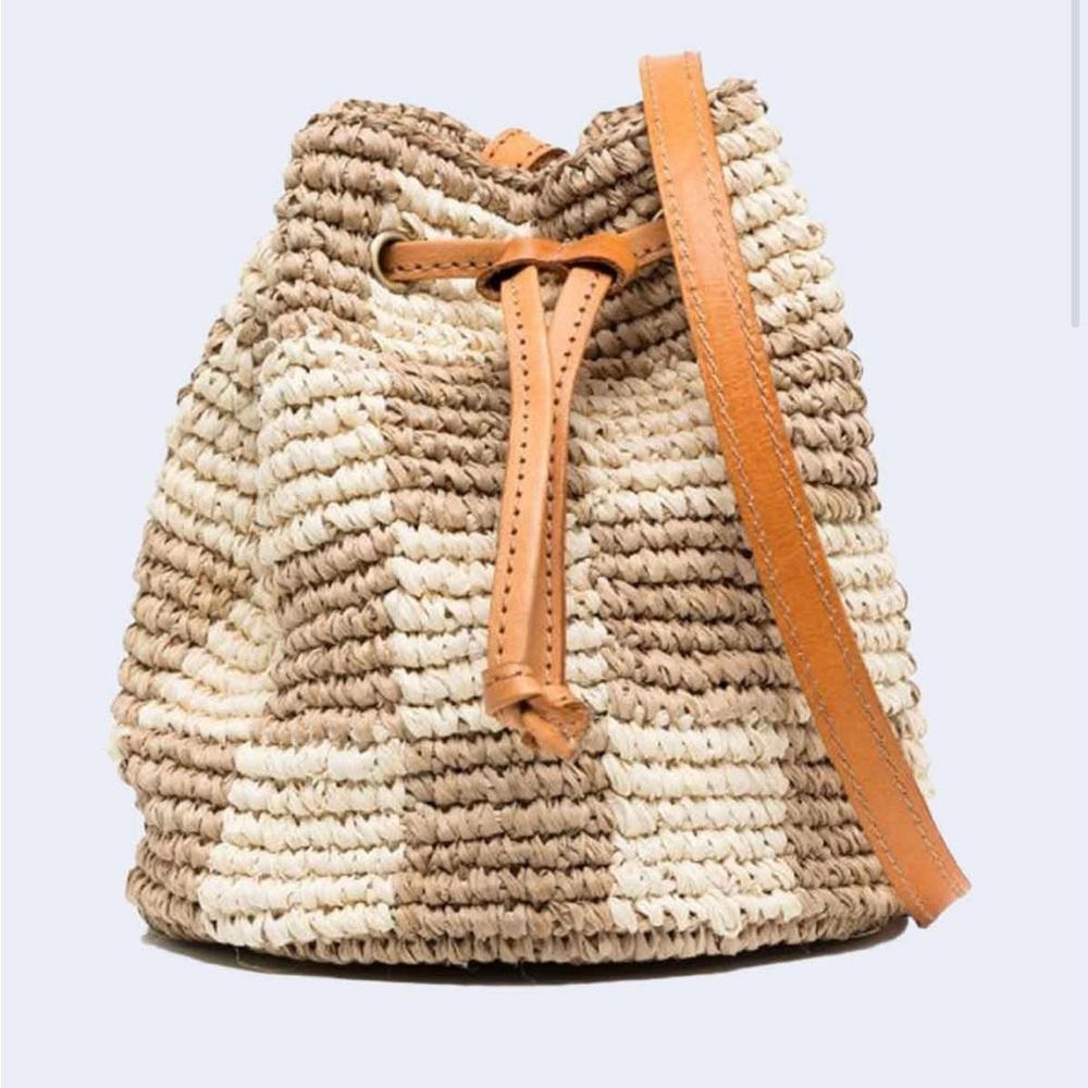 Bembien Raffia Check Bucket Bag
